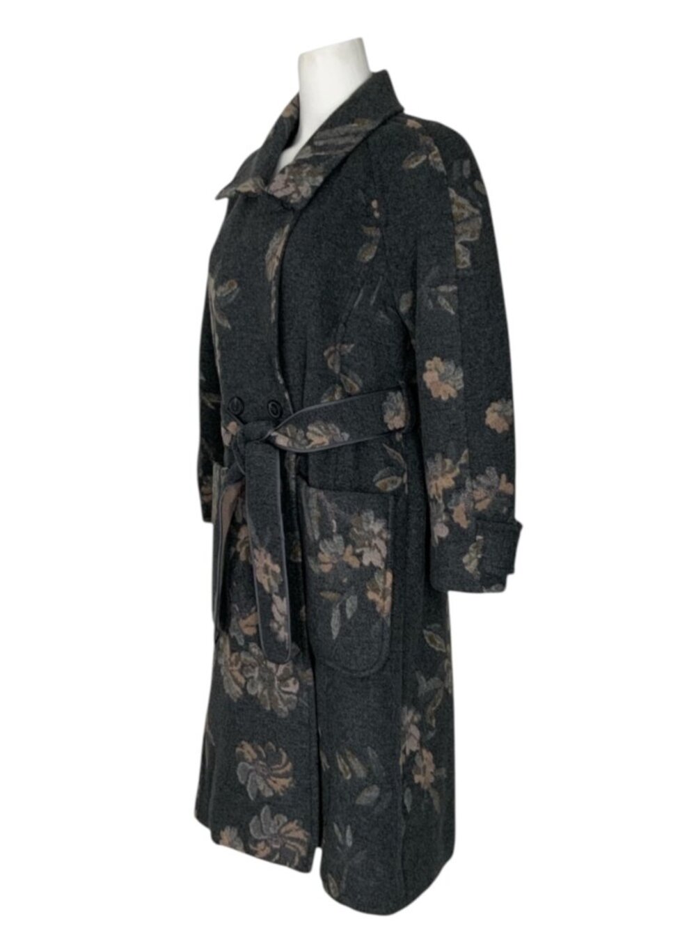 Rebecca Taylor Jacquard Coat 0 Grey Floral Wool Blend - Picture 5 of 16